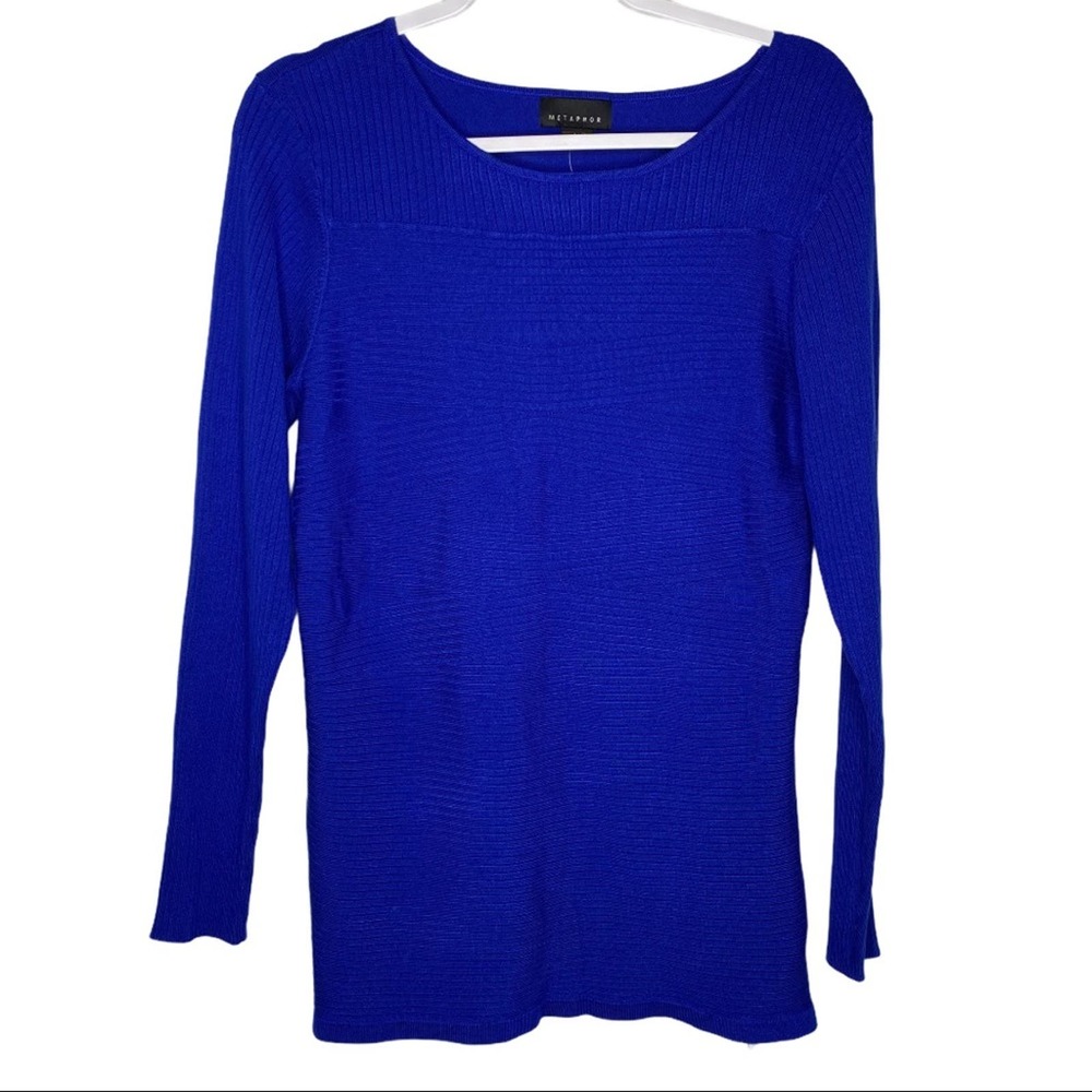 NWT Metaphor Librarian Patchwork Blue Sweater Large